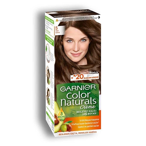 کیت رنگ موی گارنیر شماره 5 قهوه ای روشن مدل Color Naturals حجم 40 میل