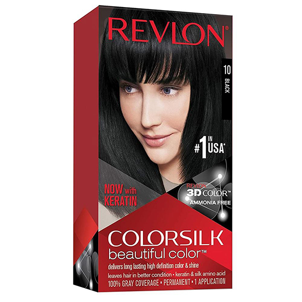 کیت رنگ موی بدون امونیاک رولون شماره 10 مشکی Revlon Colorsilk