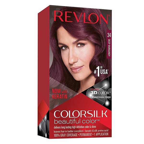 رنگ موی بدون امونیاک رولون شماره 34 شرابی تند Revlon Colorsilk