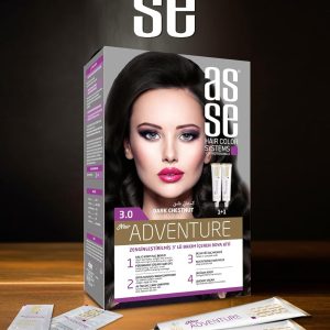 کیت رنگ موی بدون امونیاک اسه ASSE  شماره  3 بلوطی تیره