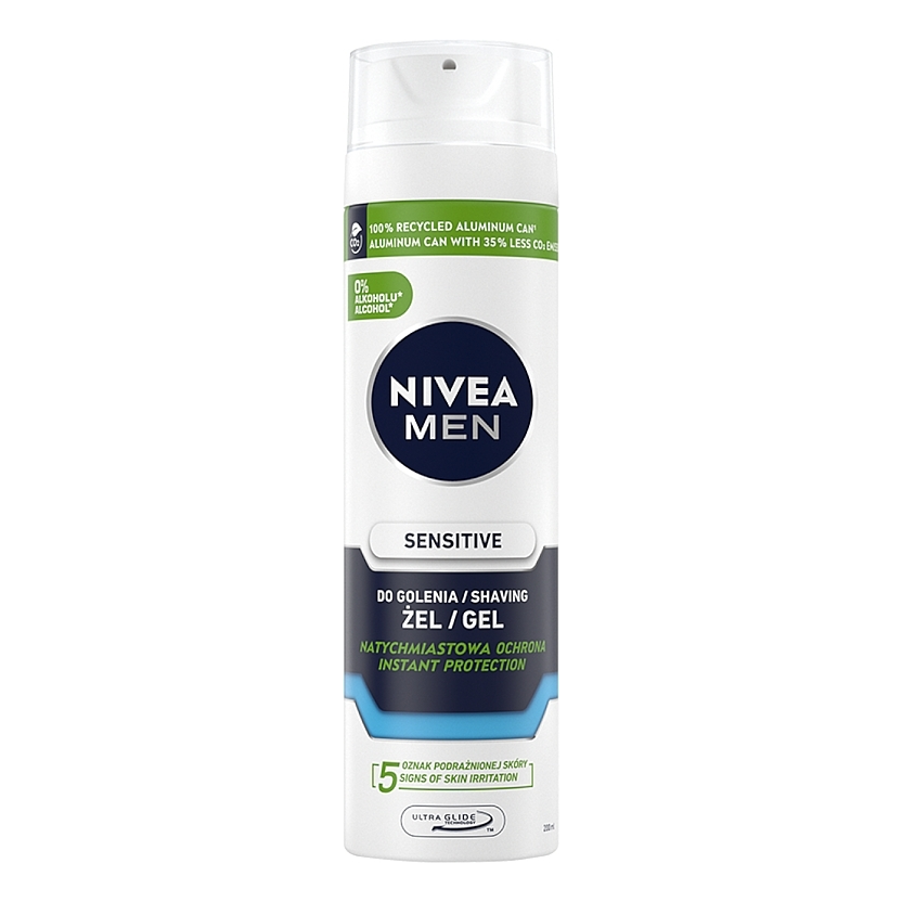 Nivea Men Sensitive Shaving Gel 200ml مناسب پوست حساس با فناوری Ultra Glide