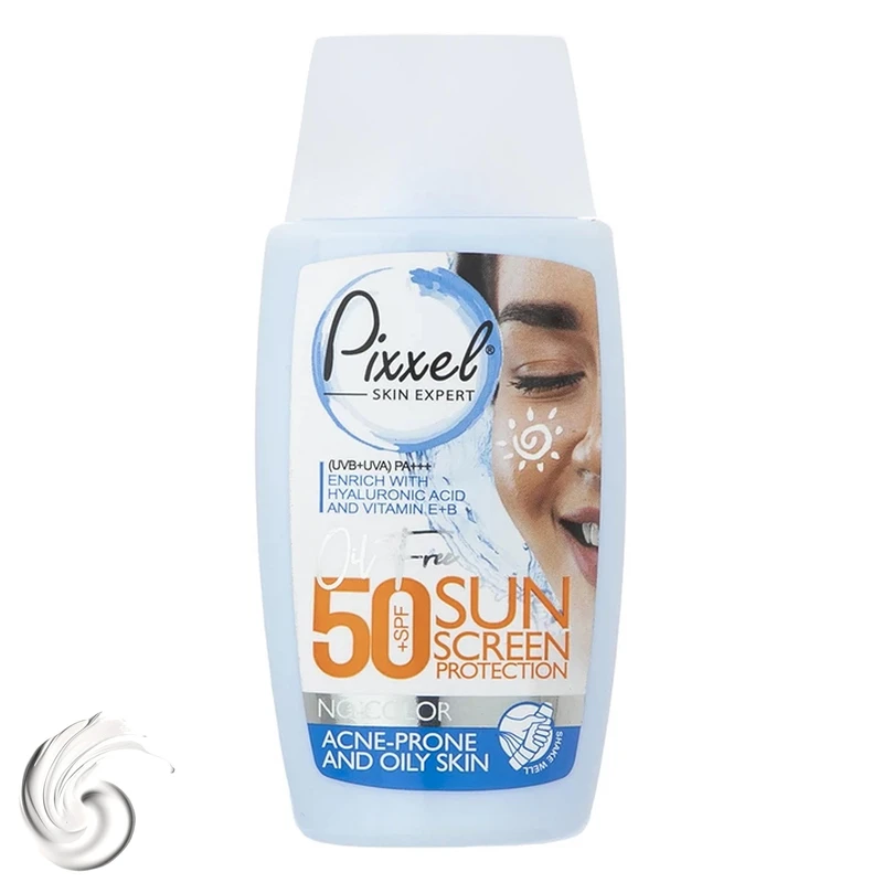 کرم ضدآفتاب بی رنگ پیکسل SPF50 مناسب پوستهای چرب و مستعد آکنه حجم 50 میل
